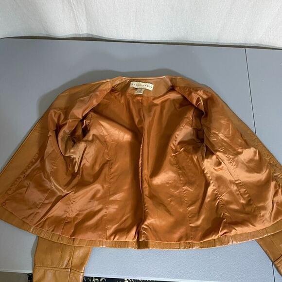 Apostrophe Womens Leather Bomber Jacket Size 6 Small Full Zip Motorcycle Edgy - Picture 10 of 15